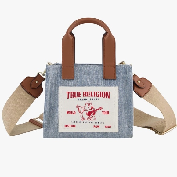 New!! Denim crossbody bag with True Religion logo - Picture 1 of 4